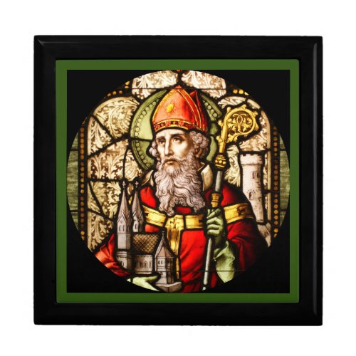 Saint Patrick Stained Glass Jewelry Box