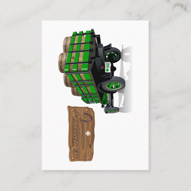  Saint Patrick vintage Cartoon Christmas firetruck Business Card (Front)