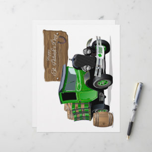 Saint Patrick vintage Cartoon Christmas firetruck Letterhead