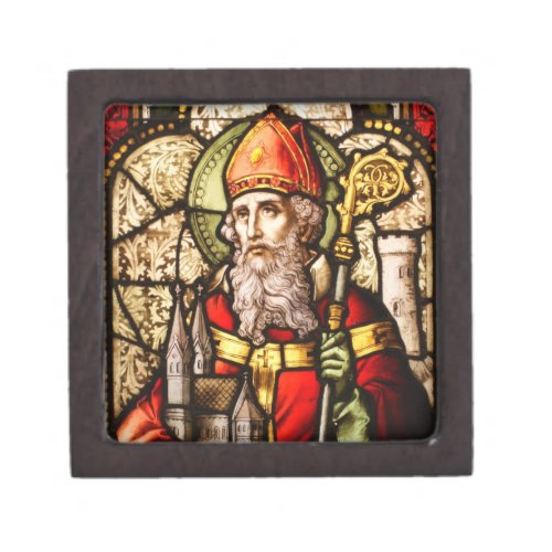 Saint Patrick Vintage Stained Glass Image Gift Box