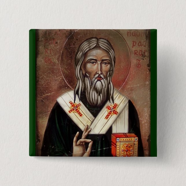Saint Patrick with Raised Hand Pinback Button (Front)
