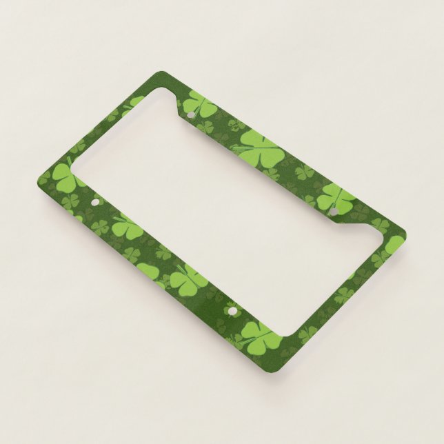 SAINT PATRICKS 4 LEAF CLOVER LICENSE PLATE FRAME (3/4)