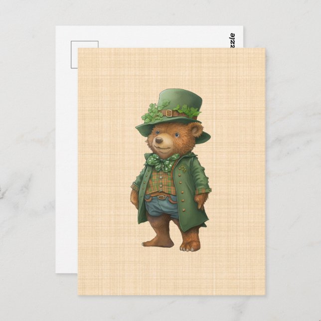 Saint Patrick's Bear - Irish Green Costume Postcard (Front/Back)
