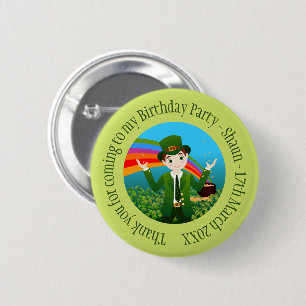 Saint Patrick's Birthday Boy Thank you Button