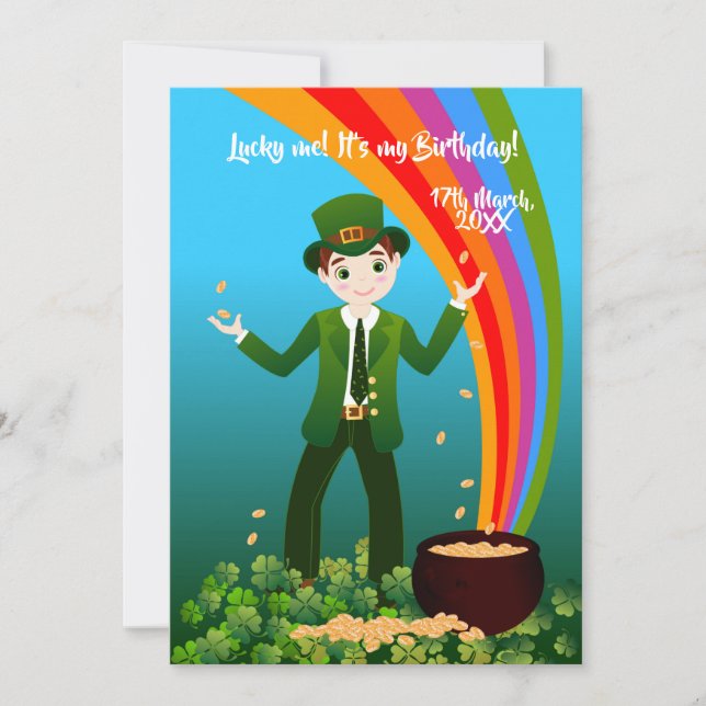 Saint Patrick's Birthday Boy Thank you Invitation (Front)