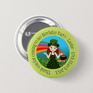 Saint Patrick's birthday girl Thank You Button