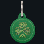 SAINT PATRICKS CELTIC CROSS GREEN PET ID TAG<br><div class="desc">Saint Patrick,  known as the "Apostle of Ireland",  he is the primary patron saint of Ireland.
Add your contact details on back.</div>