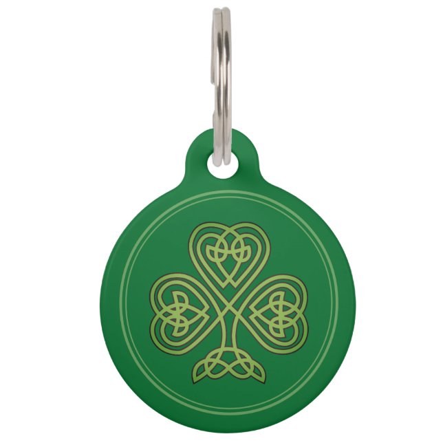 SAINT PATRICKS CELTIC CROSS GREEN PET ID TAG (Front)