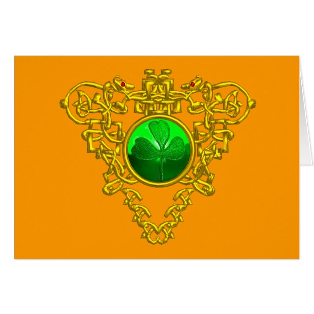 SAINT PATRICK'S CELTIC HEART,orange Cards (Front Horizontal)