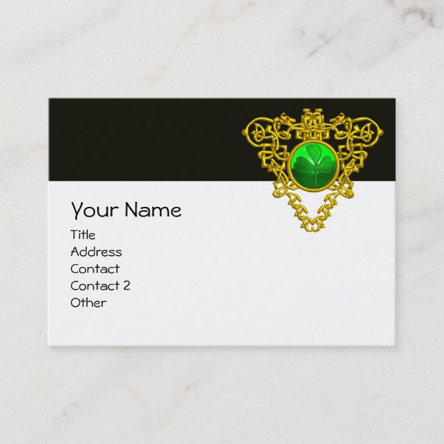 SAINT PATRICK'S CELTIC HEART,SHAMROCK, black white Business Card (Front)