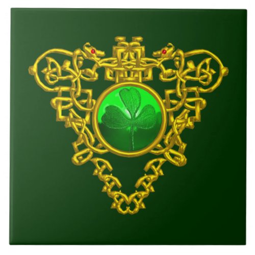 SAINT PATRICKS CELTIC HEARTSHAMROCK CERAMIC TILE