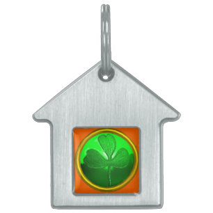 SAINT PATRICK'S CELTIC HEART,SHAMROCK,orange Pet ID Tag