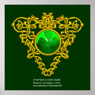 SAINT PATRICK'S CELTIC HEART,SHAMROCK POSTER
