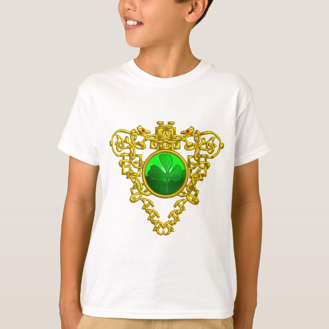 SAINT PATRICK'S CELTIC HEART WITH GREEN SHAMROCK T-Shirt (Front)