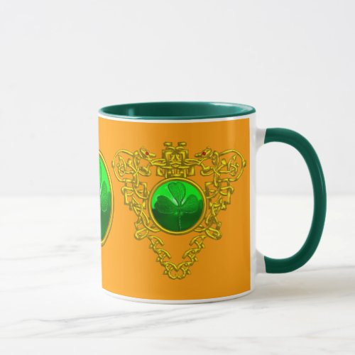 SAINT PATRICKS CELTIC KNOTS HEART WITH SHAMROCK MUG