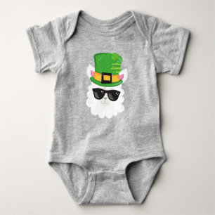 Saint Patrick's Day, Alpaca, Llama, Leprechaun Hat Baby Bodysuit