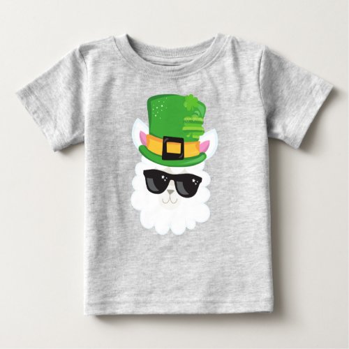 Saint Patricks Day Alpaca Llama Leprechaun Hat Baby T_Shirt