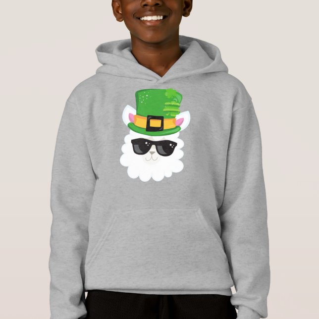 Saint Patrick's Day, Alpaca, Llama, Leprechaun Hat Hoodie (Front)