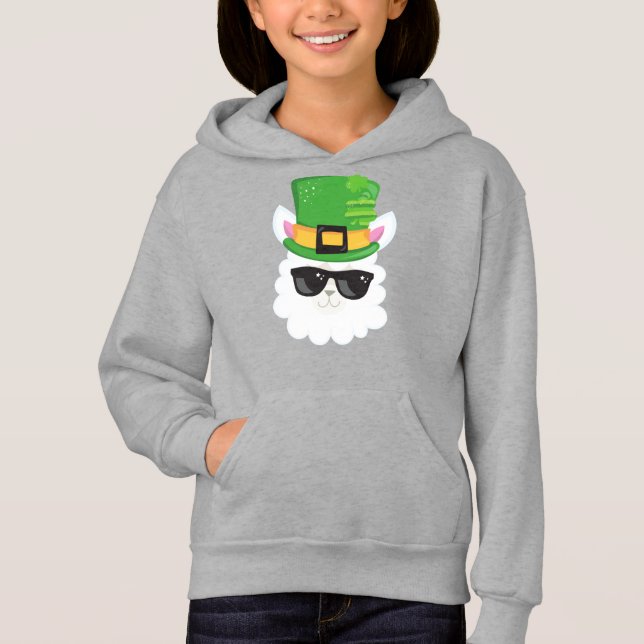 Saint Patrick's Day, Alpaca, Llama, Leprechaun Hat Hoodie (Front)