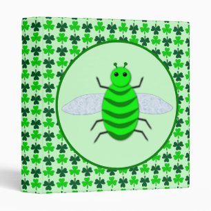 Saint Patricks Day Bee and Shamrocks 3 Ring Binder