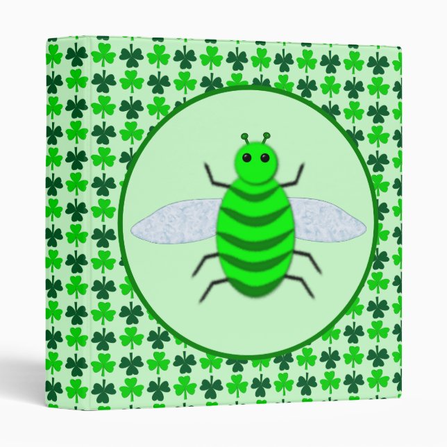 Saint Patricks Day Bee and Shamrocks 3 Ring Binder (Front/Spine)