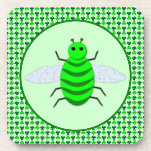 Saint Patricks Day Bee and Shamrocks Beverage Coaster