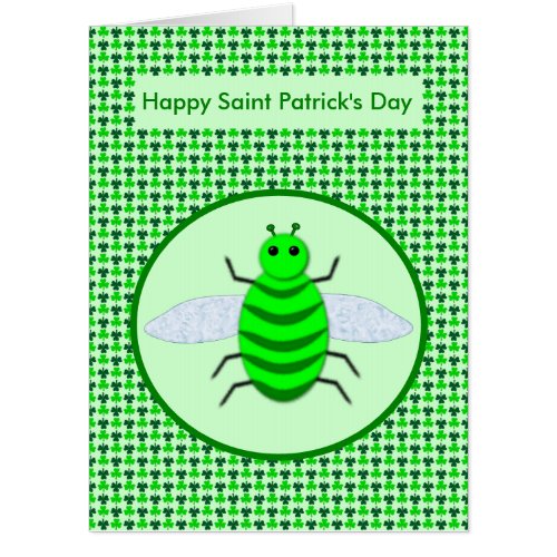 Saint Patricks Day Bee and Shamrocks Card