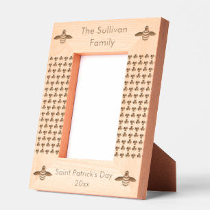 Saint Patricks Day Bee and Shamrocks Custom Engraved Frames
