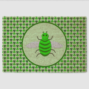 Saint Patricks Day Bee and Shamrocks Fiber Doormat