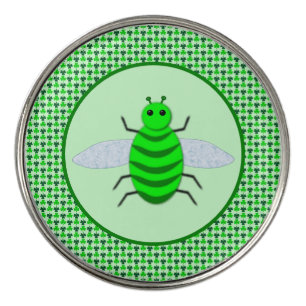 Saint Patricks Day Bee and Shamrocks Golf Ball Marker