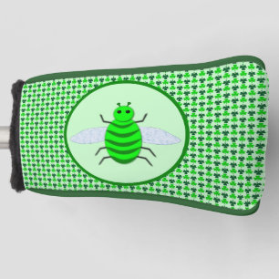 Saint Patricks Day Bee and Shamrocks Golf Head Cover