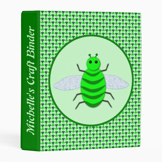 Saint Patricks Day bee and Shamrocks Mini Binder (Front/Spine)