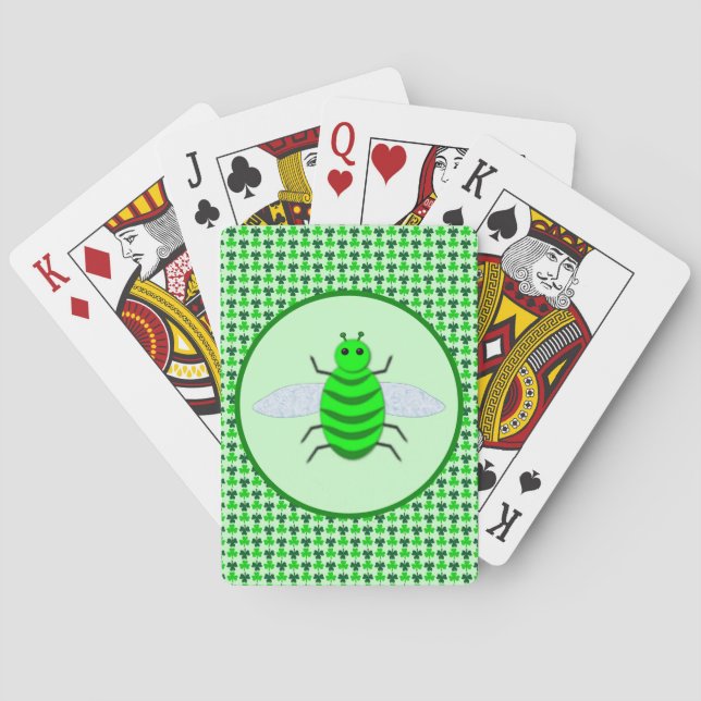 Saint Patricks Day Bee and Shamrocks Poker Cards (Back)