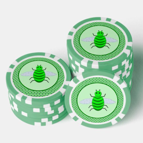 Saint Patricks Day Bee and Shamrocks Poker Chips