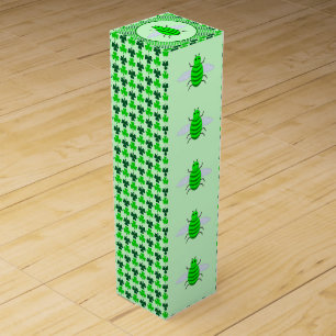 Saint Patricks Day Bee and Shamrocks Wine Box