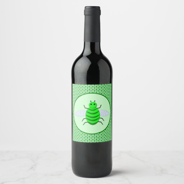 Saint Patricks Day Bee and Shamrocks Wine Label (Front)