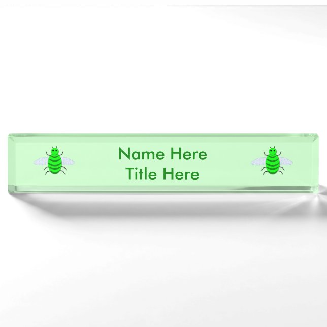 Saint Patricks Day Bee Custom Desk Name Plate (Front)