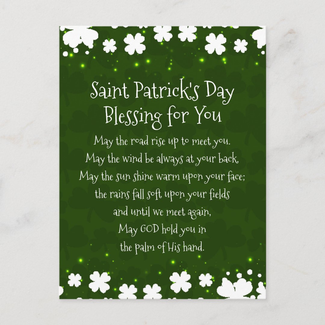 Saint Patrick's Day Blessing May The Road Rise Up Postcard 