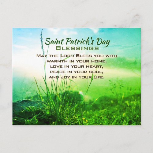 Saint Patricks Day Blessings Irish Prayer Postcard