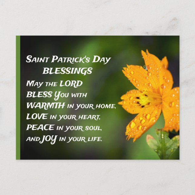 Saint Patrick's Day Blessings Postcard (Front)