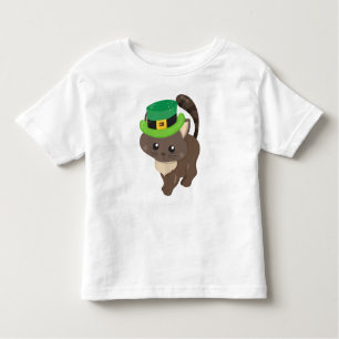 Saint Patrick's Day, Brown Cat, Leprechaun Hat Toddler T-shirt