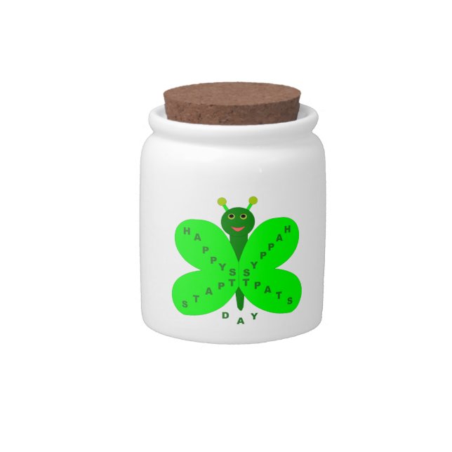Saint Patrick's Day Butterfly Candy Jar (Front)