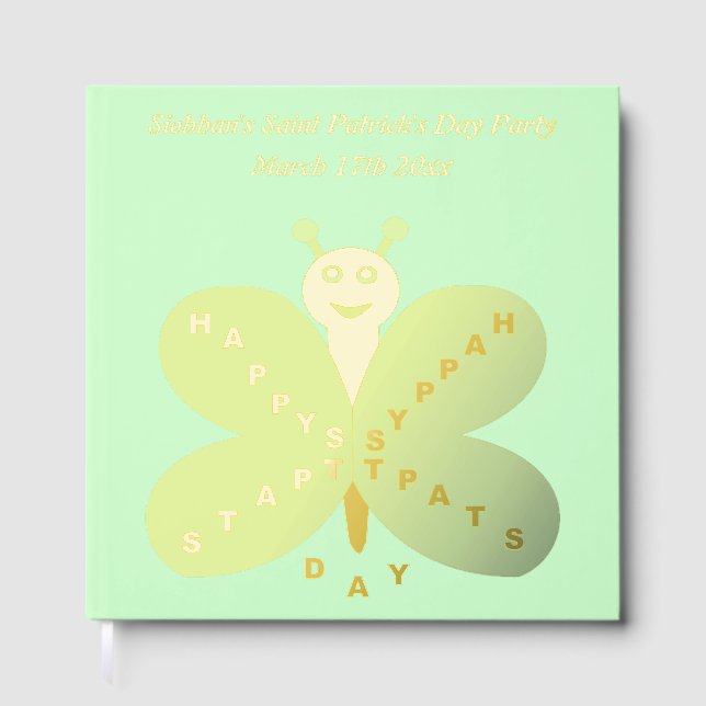 Saint Patrick's Day Butterfly Custom Party Foil Guest Book (Front)
