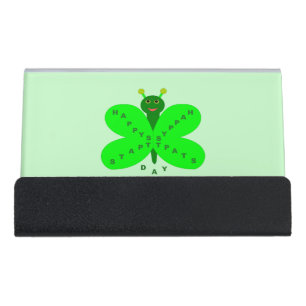 Saint Patricks Day Butterfly Desk Business Card Holder
