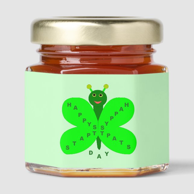 Saint Patrick's Day Butterfly Honey Jar Favors (Front)