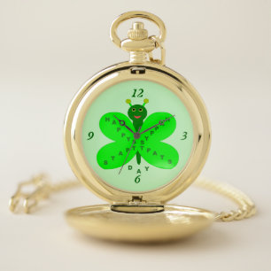 Saint Patricks Day Butterfly Pocket Watch