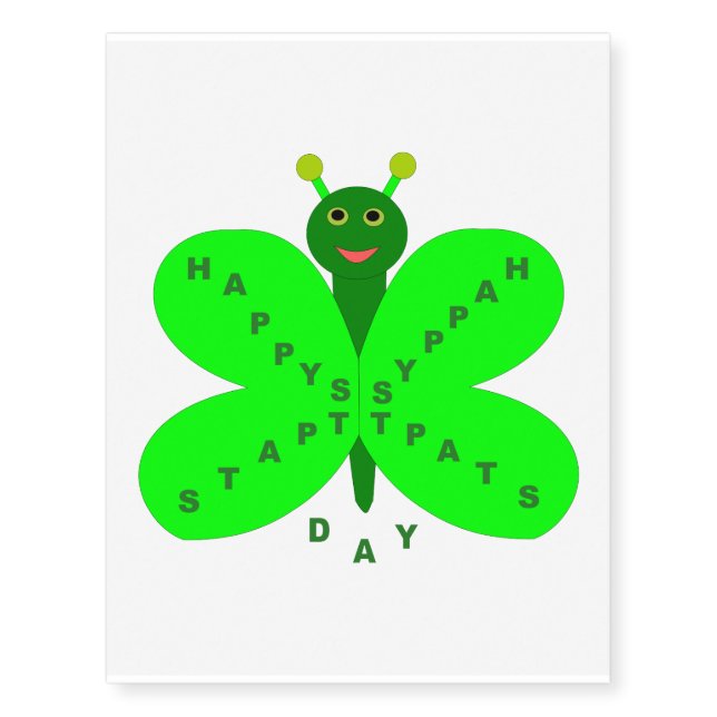 Saint Patrick's Day Butterfly Temporary Tattoo (Front)