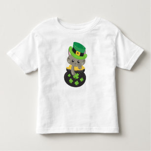 Saint Patrick's Day Cat, Clovers, Pot Of Gold Toddler T-shirt