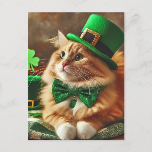 Saint Patricks Day Cat Postcard
