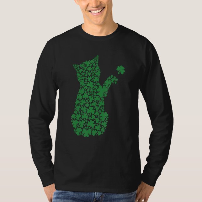 Saint Patrick's Day Cat Shamrock Kitten T-Shirt (Front)